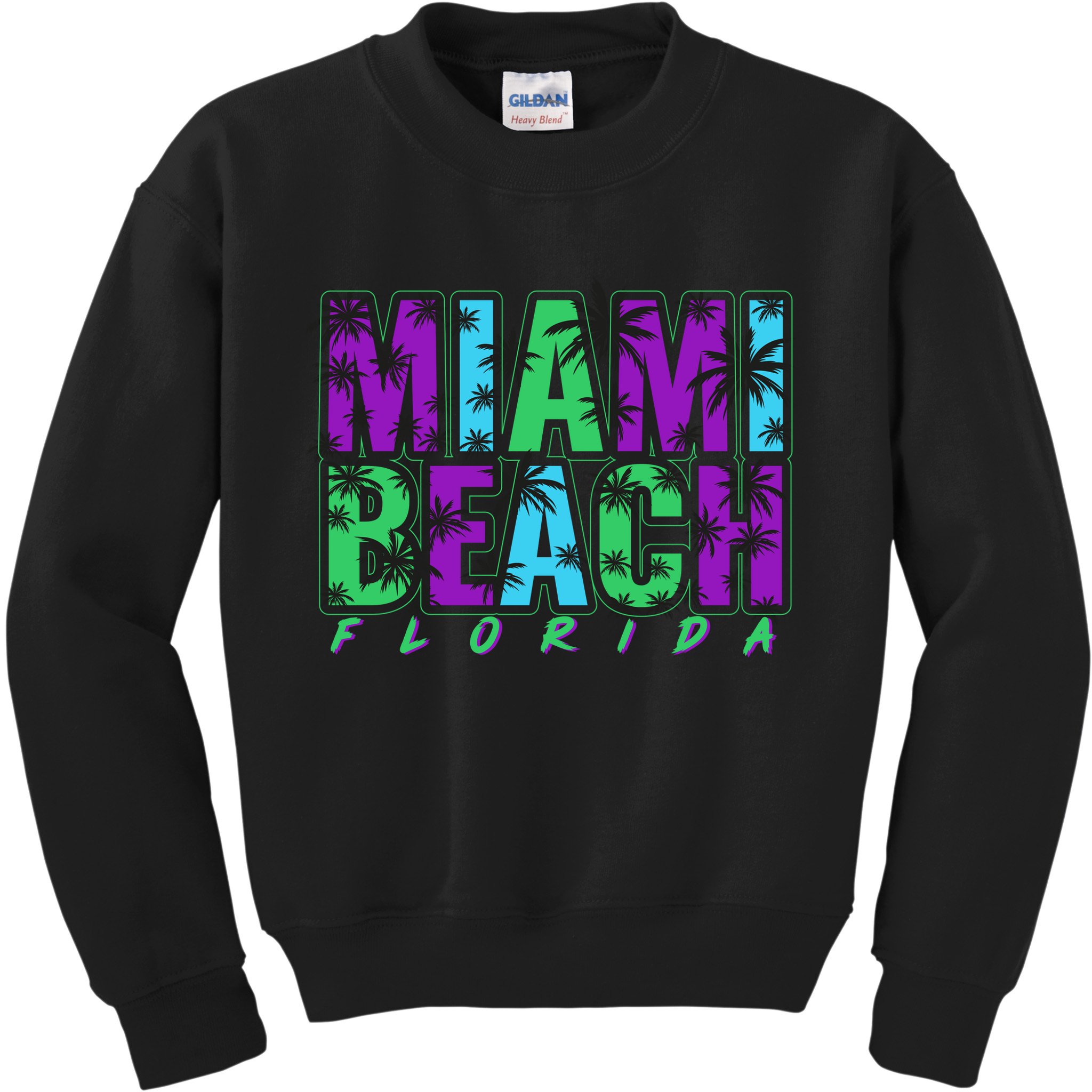Miami Beach Floral Palm Trees Kids Sweatshirt