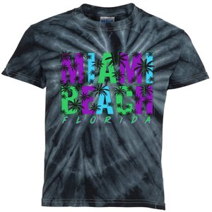 Miami Beach Floral Palm Trees Kids Tie-Dye T-Shirt