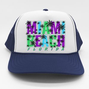 Miami Beach Floral Palm Trees Trucker Hat