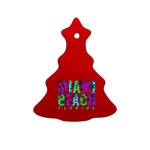 Miami Beach Floral Palm Trees Ceramic Tree Ornament