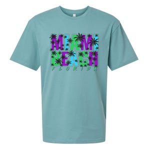 Miami Beach Floral Palm Trees Sueded Cloud Jersey T-Shirt