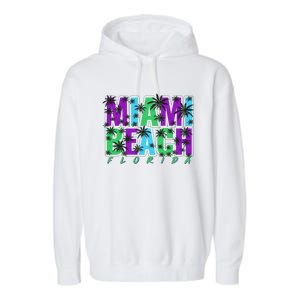 Miami Beach Floral Palm Trees Garment-Dyed Fleece Hoodie