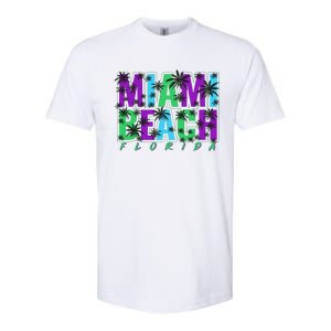 Miami Beach Floral Palm Trees Softstyle CVC T-Shirt