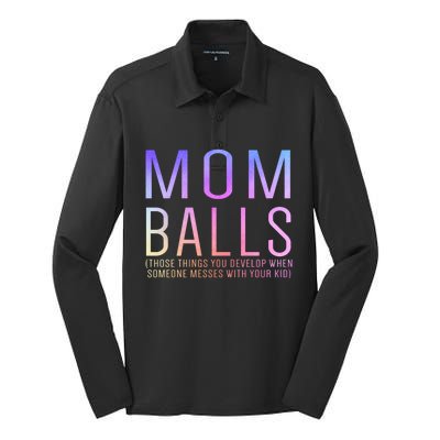 Mom Balls Funny Gift Silk Touch Performance Long Sleeve Polo