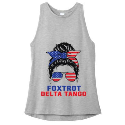Messy Bun Foxtrots Deltas tango Ladies PosiCharge Tri-Blend Wicking Tank