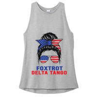 Messy Bun Foxtrots Deltas tango Ladies PosiCharge Tri-Blend Wicking Tank