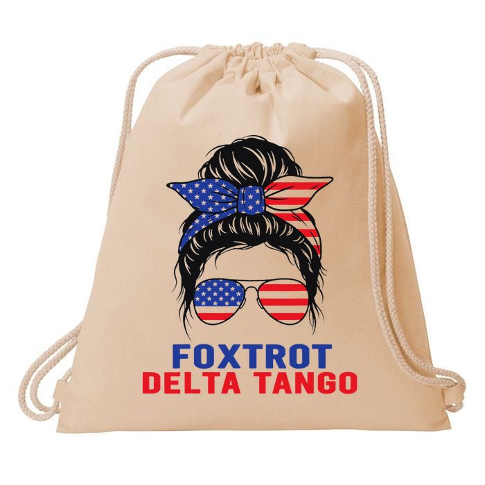 Messy Bun Foxtrots Deltas tango Drawstring Bag