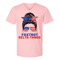 Messy Bun Foxtrots Deltas tango V-Neck T-Shirt