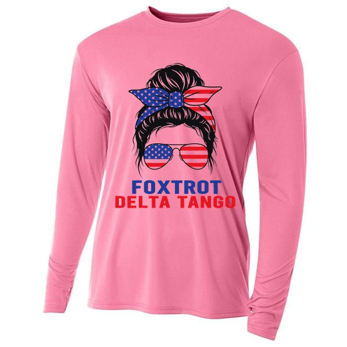 Messy Bun Foxtrots Deltas tango Cooling Performance Long Sleeve Crew