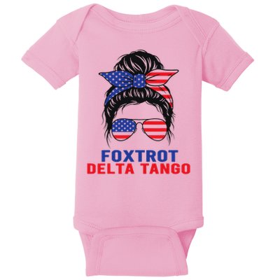Messy Bun Foxtrots Deltas tango Baby Bodysuit