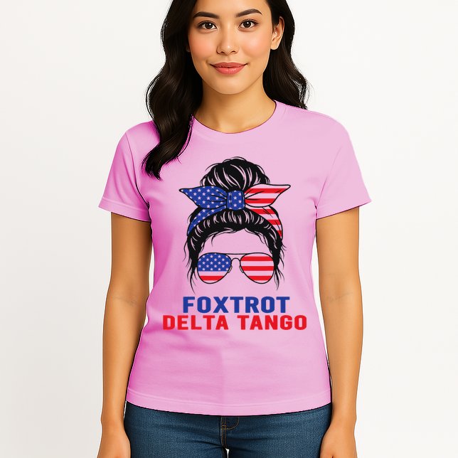 Messy Bun Foxtrots Deltas tango Womens T-Shirt