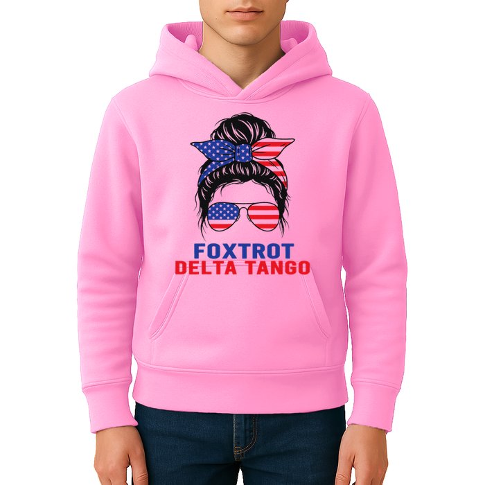 Messy Bun Foxtrots Deltas tango Kids Hoodie