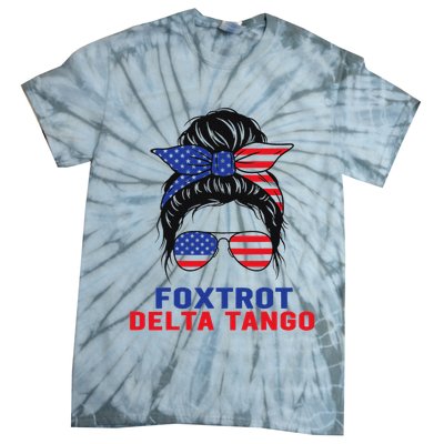 Messy Bun Foxtrots Deltas tango Tie-Dye T-Shirt