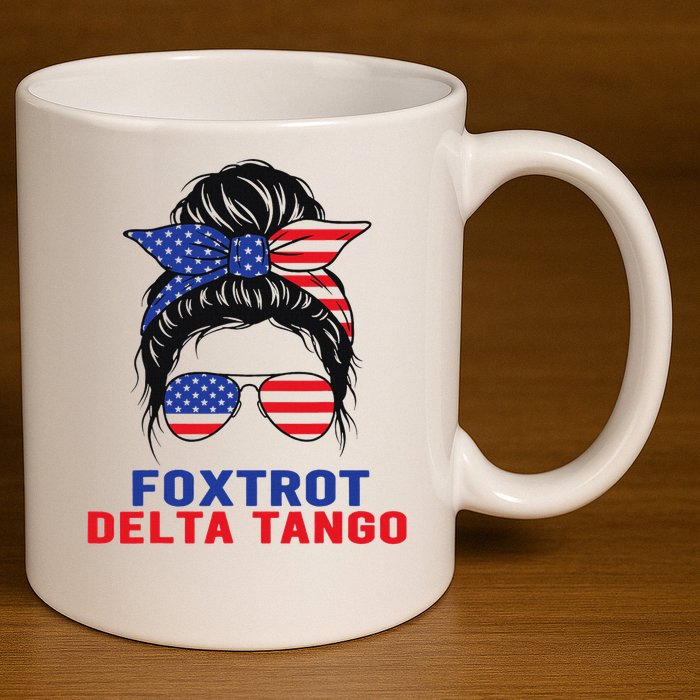 Messy Bun Foxtrots Deltas tango 11oz C Handle Ceramic Mug