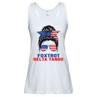 Messy Bun Foxtrots Deltas tango Ladies Essential Flowy Tank