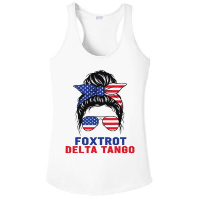 Messy Bun Foxtrots Deltas tango Ladies PosiCharge Competitor Racerback Tank
