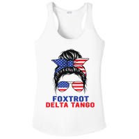 Messy Bun Foxtrots Deltas tango Ladies PosiCharge Competitor Racerback Tank