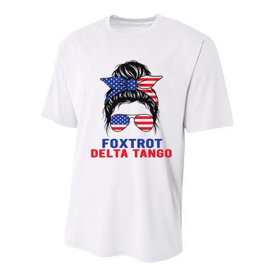 Messy Bun Foxtrots Deltas tango Youth Performance Sprint T-Shirt