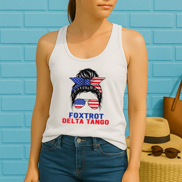 Messy Bun Foxtrots Deltas tango Womens Tank Top