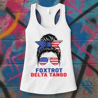 Messy Bun Foxtrots Deltas tango Womens Tank Top
