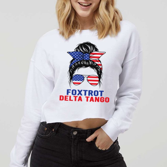 Messy Bun Foxtrots Deltas tango Cropped Pullover Crew