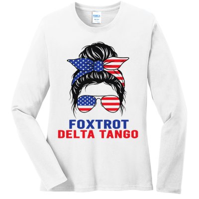 Messy Bun Foxtrots Deltas tango Ladies Long Sleeve Shirt