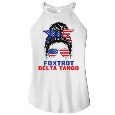 Messy Bun Foxtrots Deltas tango Women's Perfect Tri Rocker Tank