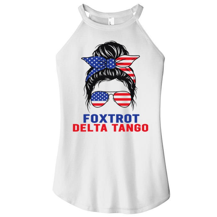 Messy Bun Foxtrots Deltas tango Women's Perfect Tri Rocker Tank