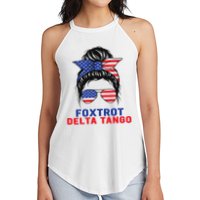 Messy Bun Foxtrots Deltas tango Women's Perfect Tri Rocker Tank