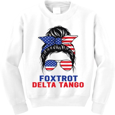 Messy Bun Foxtrots Deltas tango Kids Sweatshirt