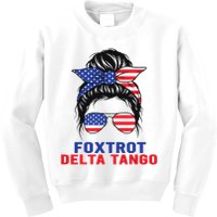 Messy Bun Foxtrots Deltas tango Kids Sweatshirt