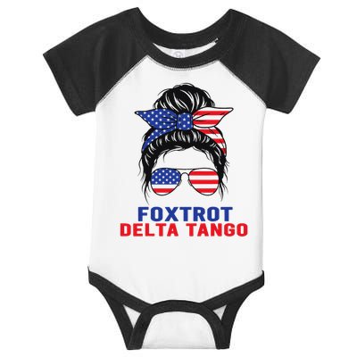 Messy Bun Foxtrots Deltas tango Infant Baby Jersey Bodysuit