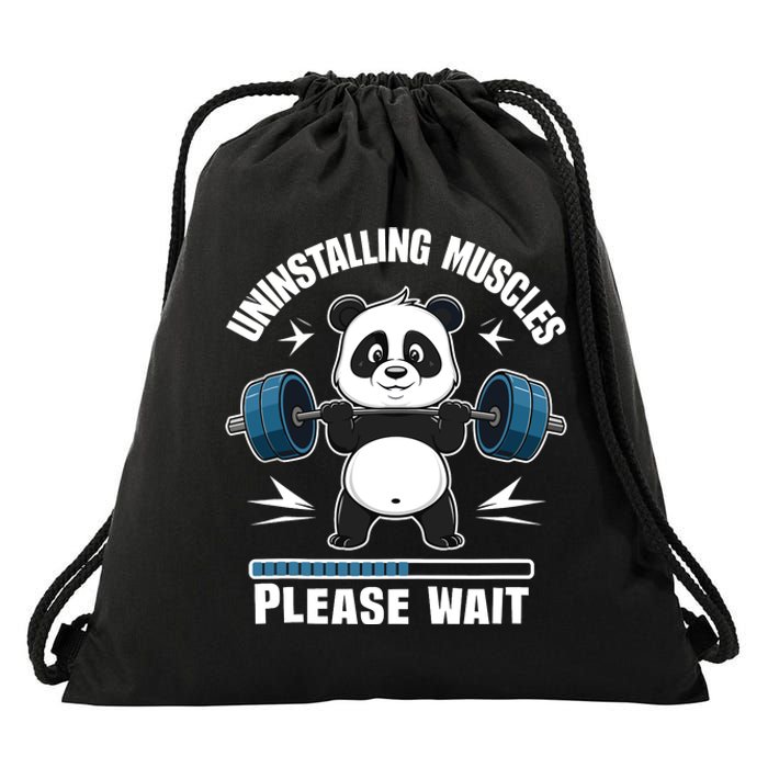 Muscle Building Fitness Panda Weight Lifting Barbell Workout Drawstring Bag