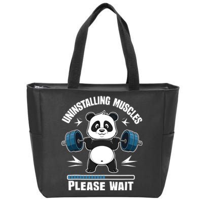 Muscle Building Fitness Panda Weight Lifting Barbell Workout Zip Tote Bag