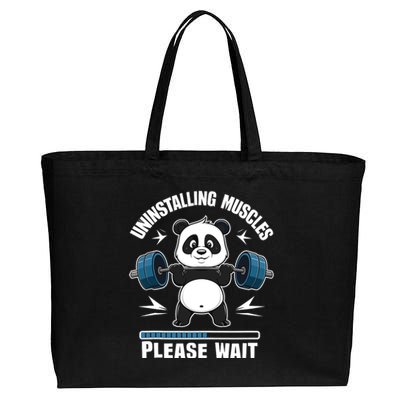 Muscle Building Fitness Panda Weight Lifting Barbell Workout Cotton Canvas Jumbo Tote