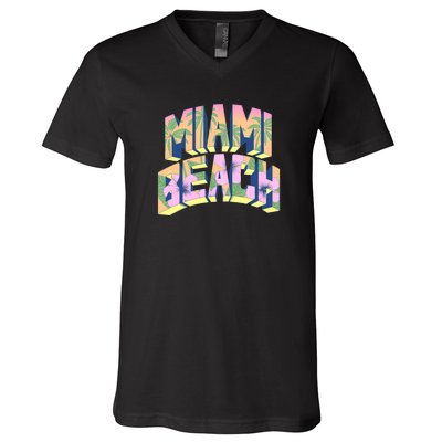 Miami Beach Floral V-Neck T-Shirt