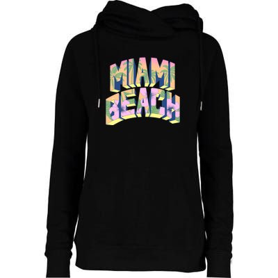 Miami Beach Floral Womens Funnel Neck Pullover Hood