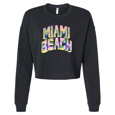 Miami Beach Floral Cropped Pullover Crew