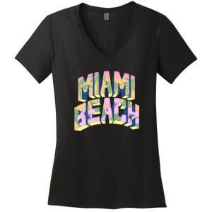 Miami Beach Floral Women's V-Neck T-Shirt