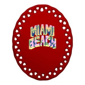 Miami Beach Floral Ceramic Oval Ornament