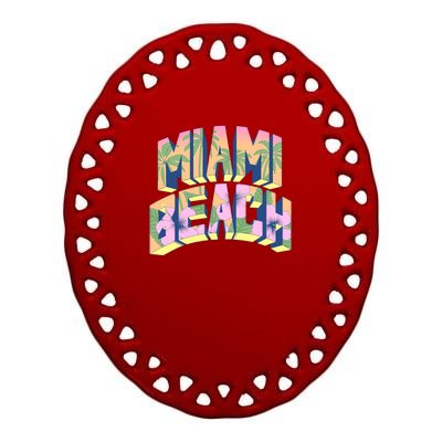 Miami Beach Floral Ceramic Oval Ornament