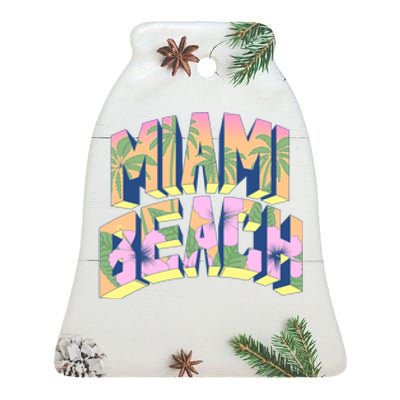 Miami Beach Floral Ceramic Bell Ornament