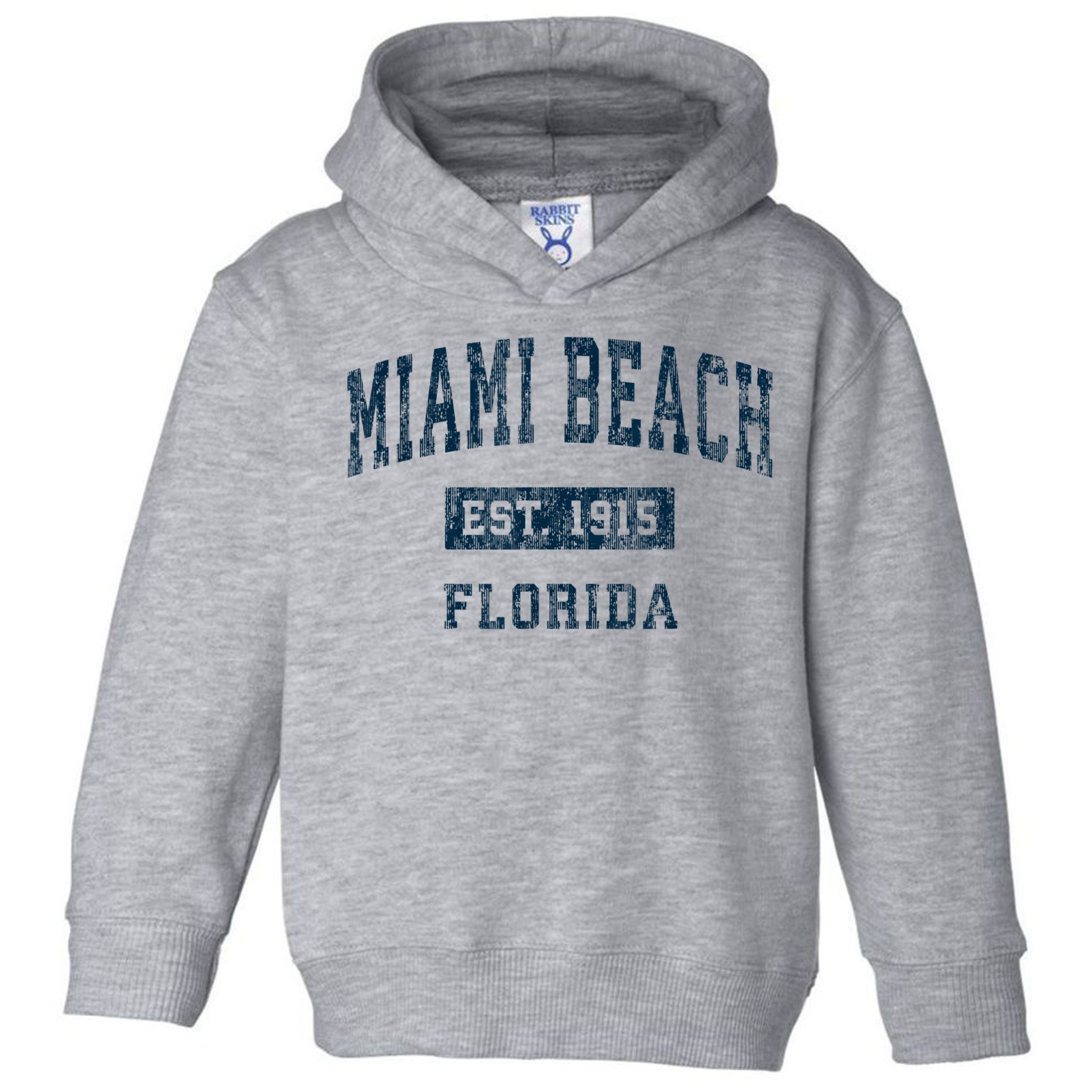 Miami Beach Florida FL Vintage Sports Design Navy Print Toddler Hoodie