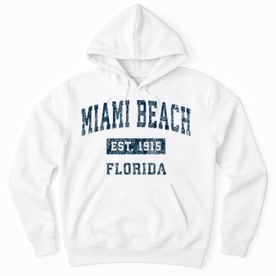 Miami Beach Florida FL Vintage Sports Design Navy Print Hoodie