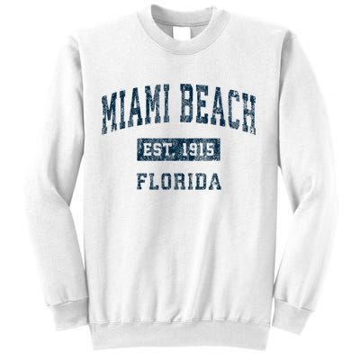 Miami Beach Florida FL Vintage Sports Design Navy Print Sweatshirt