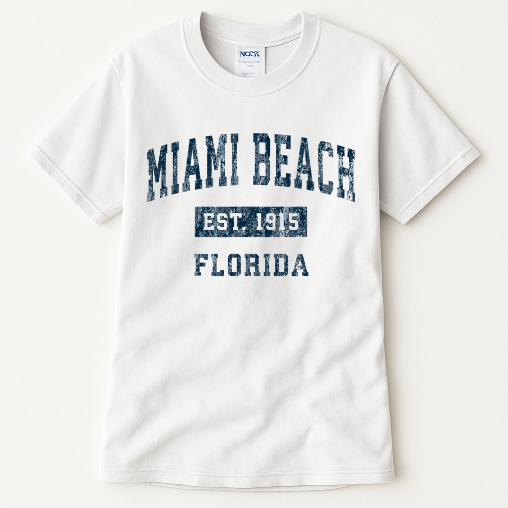 Miami Beach Florida FL Vintage Sports Design Navy Print Tall T-Shirt
