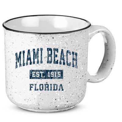 Miami Beach Florida FL Vintage Sports Design Navy Print 15oz Campfire Ceramic Mug