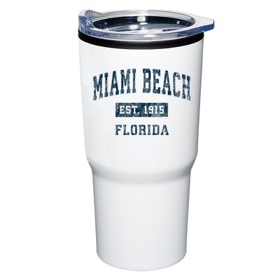Miami Beach Florida FL Vintage Sports Design Navy Print Tumbler