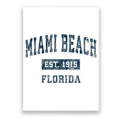 Miami Beach Florida FL Vintage Sports Design Navy Print Poster