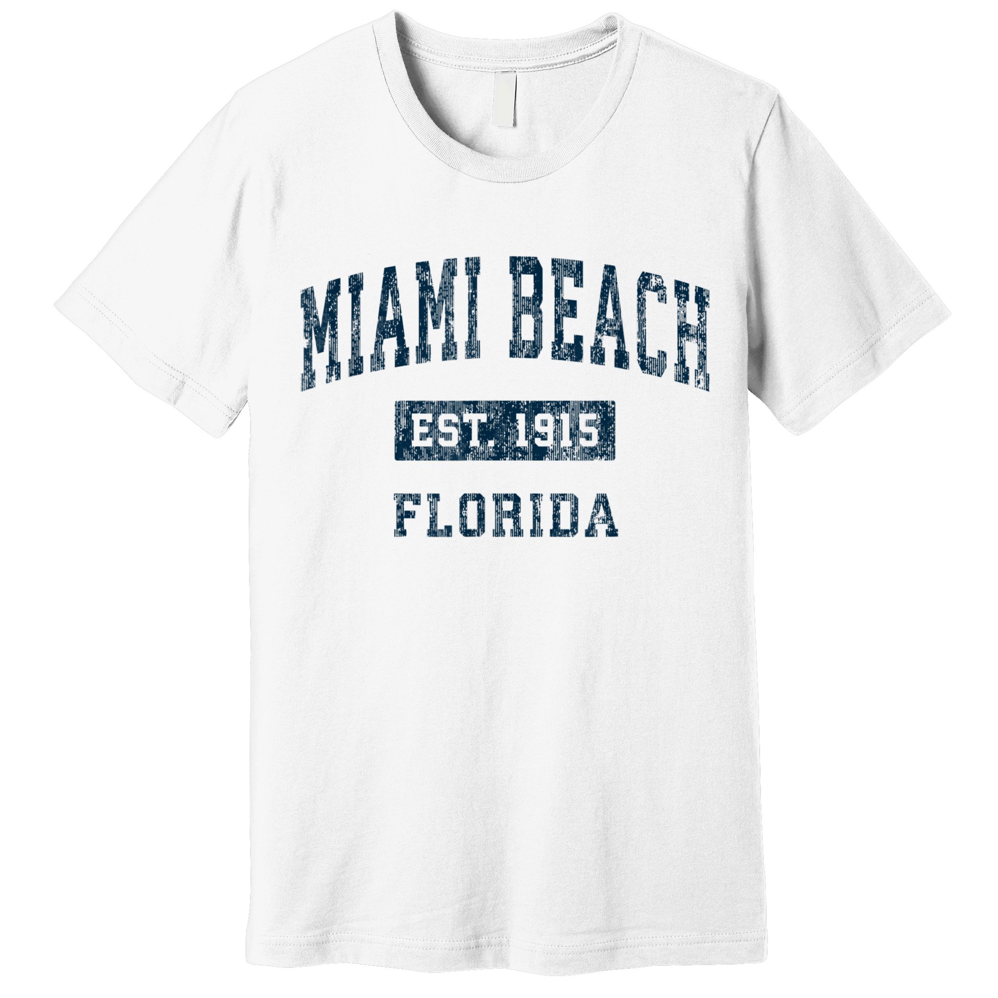 Miami Beach Florida FL Vintage Sports Design Navy Print Premium T-Shirt